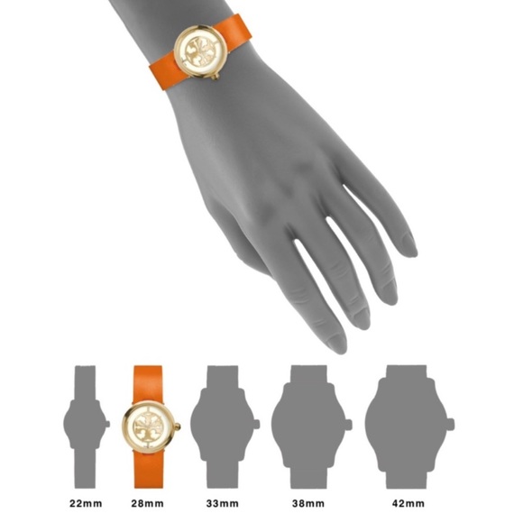 Tory Burch Reva Logo Leather Strap Watch 28mm - Picture 7 of 7